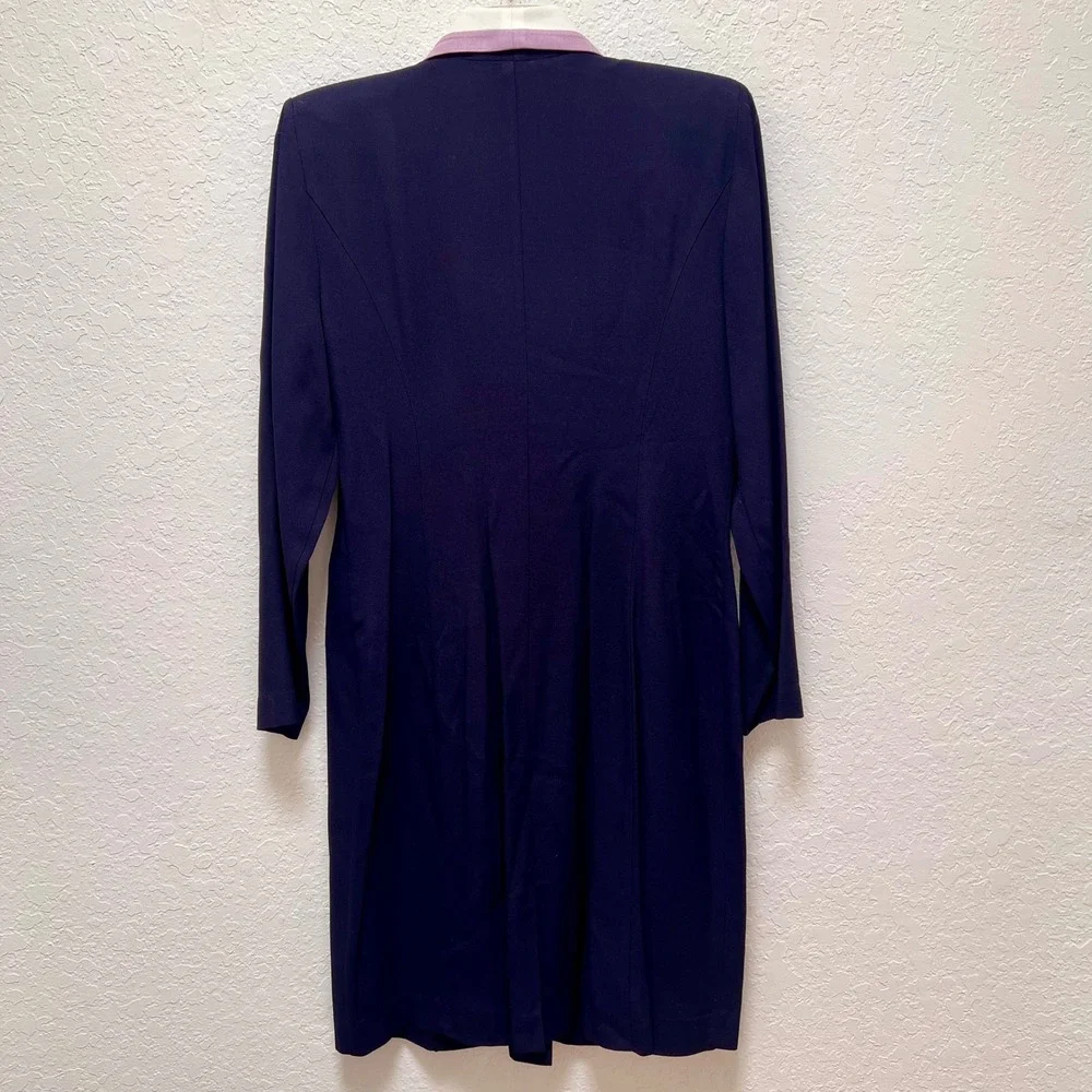 Vintage J. Taylor Navy Blue Blazer Dress Shawl Collar Double Breasted Size 14 - Picture 6 of 6